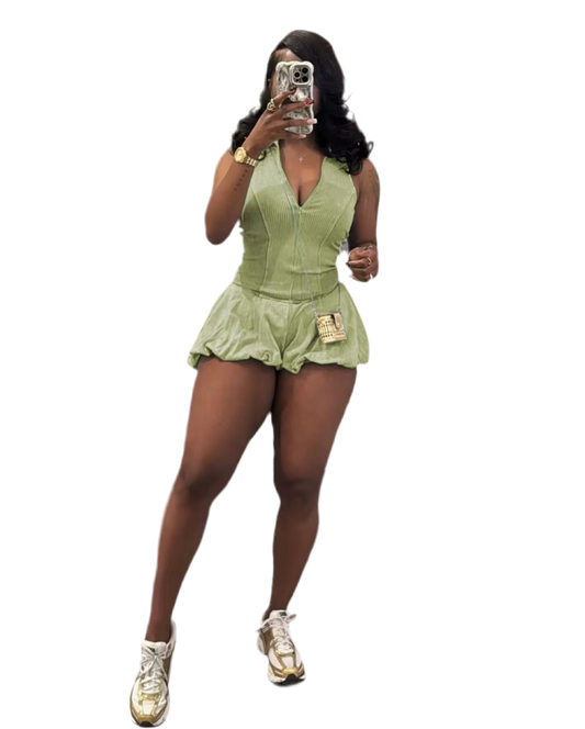 Mint to Be Zip-Up Romper Set
